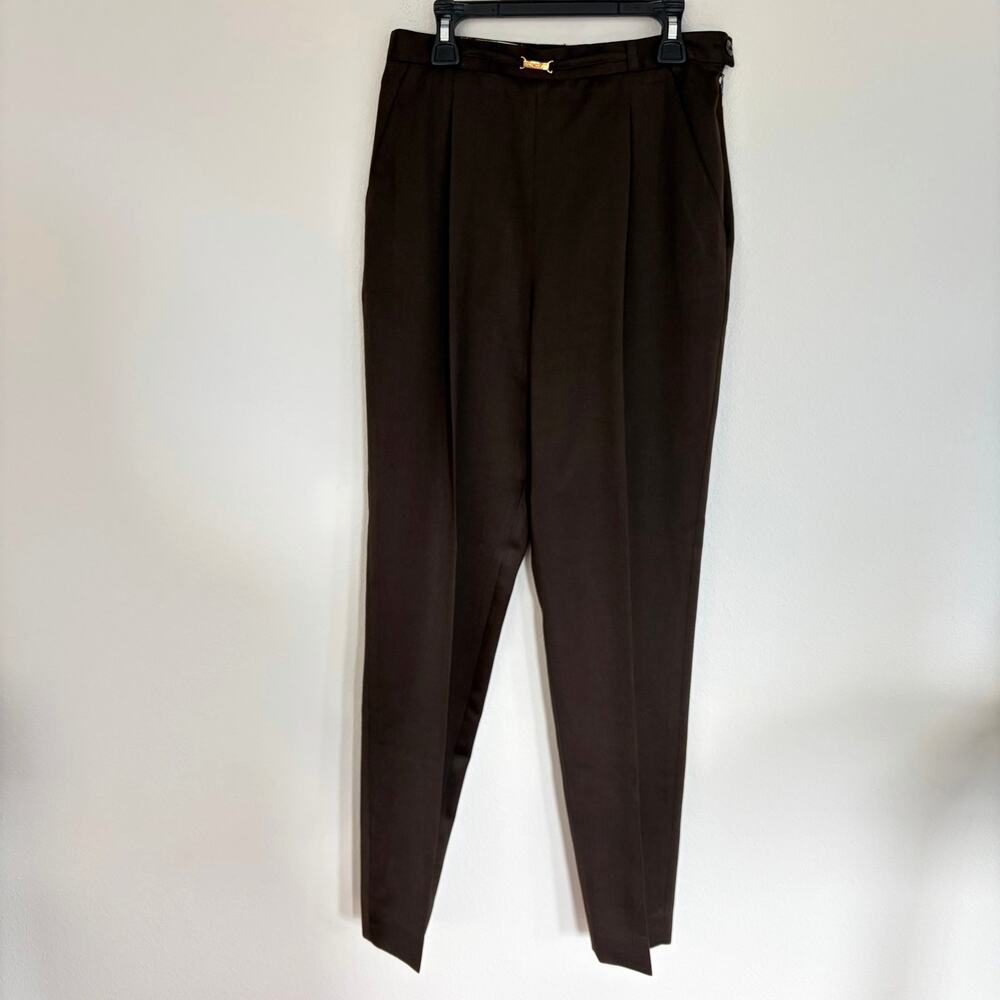 ESCADA Vintage Espresso Brown Wool Tapered Trousers (36)